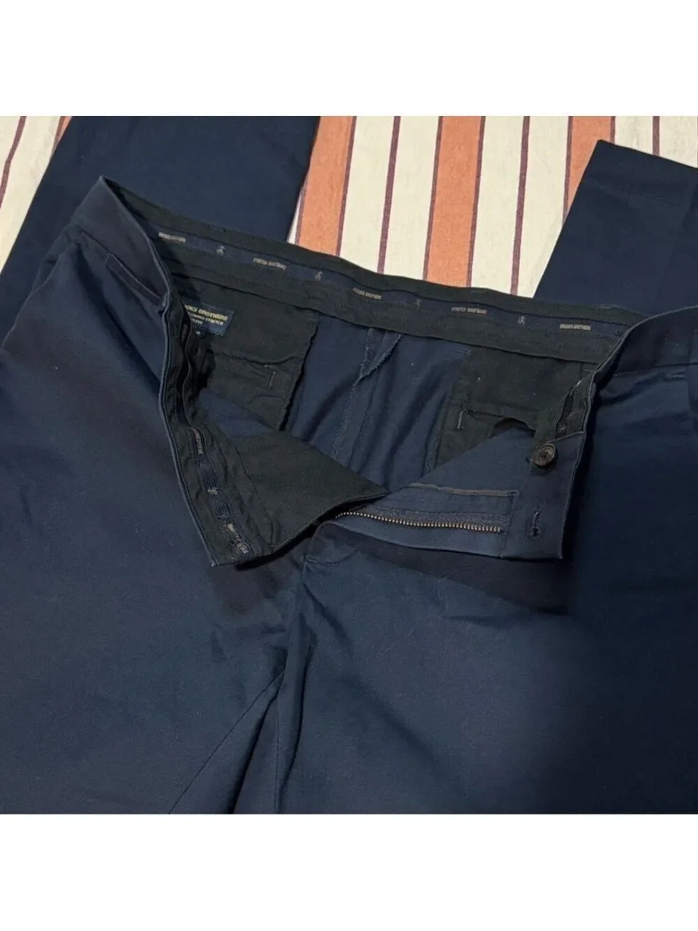 Brooks Brothers Chino Advantage Stretch Pants Dark Blue 34 32